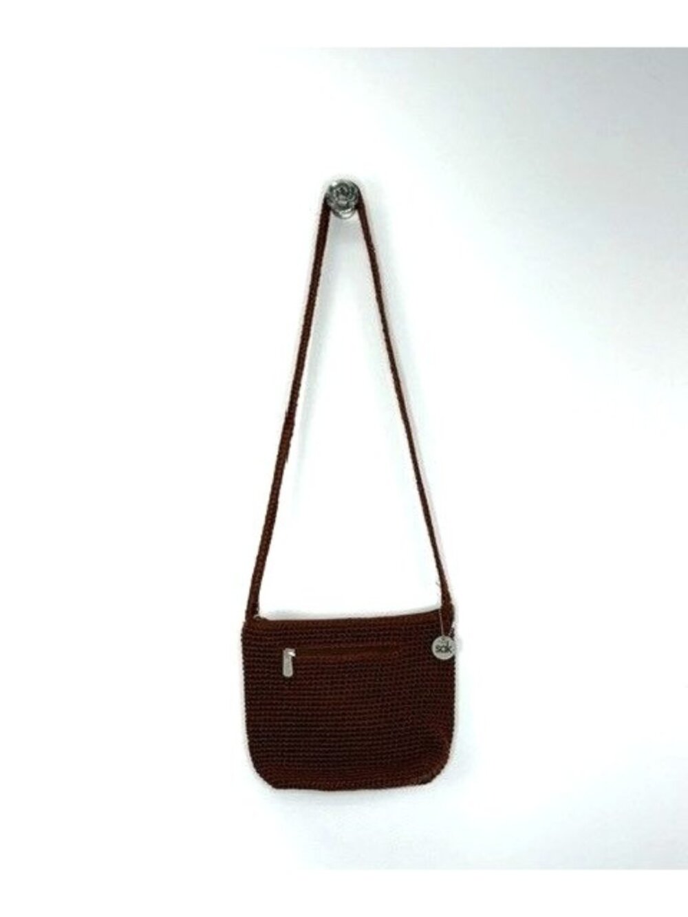 The Sak Y2K Brown Crochet Woven Crossbody Bag Boho Festival